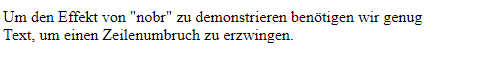 Langer Demotext mit nobreak, ohne Umbruch im Webbrowser