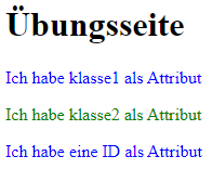Text hat die Eigenschaften der Klasse angenommen